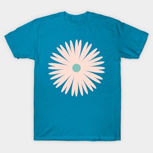 Flower 1, Minimalist Abstract Floral in Peach and Teal T-Shirt